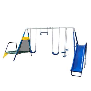 Sportspower Metal Swing Set with Mini Trampoline