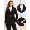 INSPIRE CHIC Women's Long Sleeve Collared Belted Business Casual Suit Jacket Blazer - 2 of 4