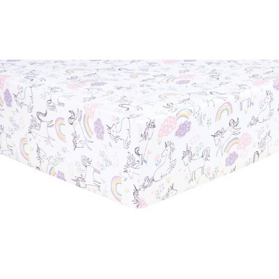 Trend Lab Fitted Crib Sheet - Unicorn Rainbow