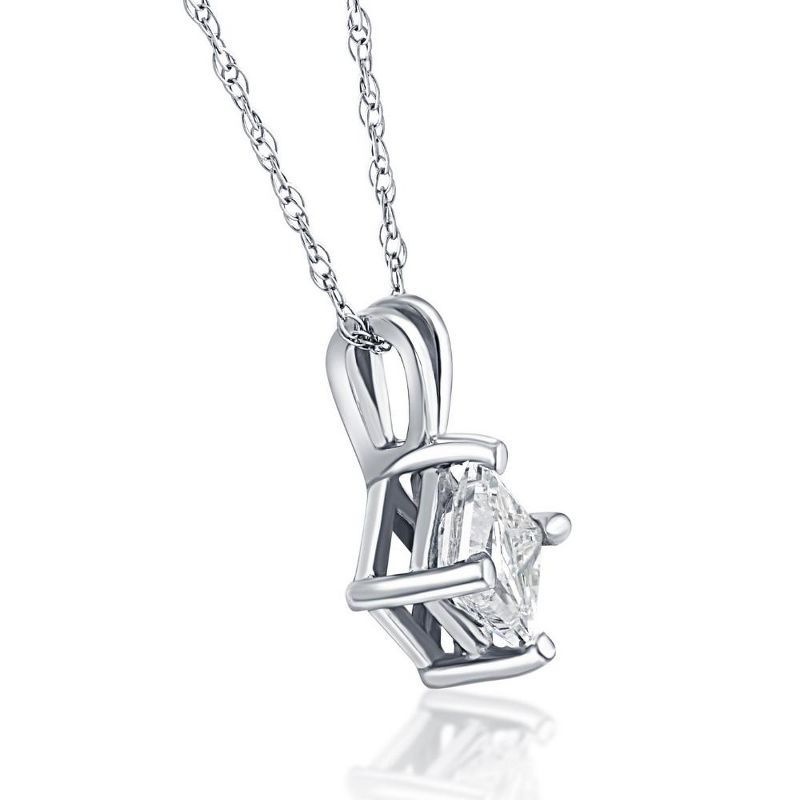 Pompeii3 1/2Ct Princess Cut Solitaire Diamond Pendant Necklace in 14k Gold Lab Created, 2 of 5