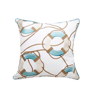 RightSide Designs Lake Preserver and Rope Pattern Indoor/Outdoor Throw Pillow