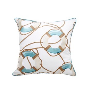 RightSide Designs Lake Preserver and Rope Pattern Indoor/Outdoor Throw Pillow - 1 of 4