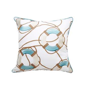 RightSide Designs Lake Preserver and Rope Pattern Indoor / Outdoor Throw Pillow