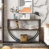 Industrial Demilune Console Table for Entryway, Wooden Sofa Table with 3-Tier Open Storage Shelf - 3 of 4