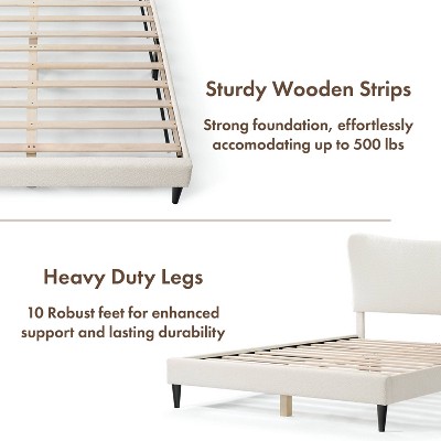 Cream Upholstered Queen Bed with Nailhead Trim and Slats