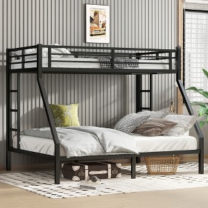 Bellemave Twin XL Over Queen Bunk Bed for Teens & Adults, Heavy Duty Metal Frame, Noise-Free, Double Ladder & Under-Bed Storage - 1 of 4
