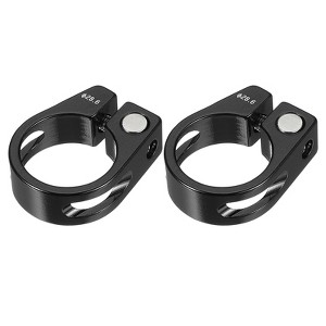 Unique Bargains Aluminum Alloy Quick-Release Mountain Road Bike Seat Post Clamp Black 2 Pcs - 1 of 4