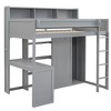 PAGED Twin Size Loft Bed with Desk Modern Simple Wooden Bed Frame with Storage Shelves, Wardrobe and Guardrail for Bedroom - 4 of 4