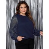 Coolmee Women's Plus Size Mesh Long Sleeve Tops Fall Winter Fashion Tunics Casual Front Twist Crew Neck T-Shirt - 3 of 4