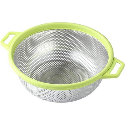 Stainless Steel Colander With Handle and Legs, Large Metal Green Strainer for Pasta