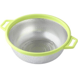 Stainless Steel Colander With Handle and Legs, Large Metal Green Strainer for Pasta - 1 of 4