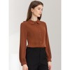 Allegra K Women's Work Peter Pan Collar Long Bishop Sleeve Button Down Shirt - 2 of 4