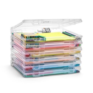 Sorbus Set of 6 Thin Clear Stackable Portable Project Case Fits 10"x12" - Snap-Tight Closure, Ideal for Board Games, Crafts, and Office Supplies - 1 of 4