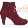 Perphy Women's Round Toe Zipper Platform Block Heel Ankle Boots - 4 of 4