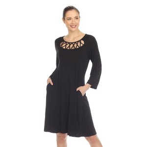 Women's Criss Cross Neckline Swing Dress - 1 of 4