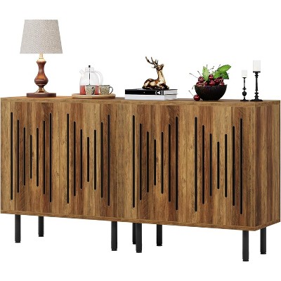 Tribesigns Set of 2 Sideboard Buffet with Storage, 59" Buffet Sideboard Cabinet with Adjustable Shelves, Accent Storage Cabinet