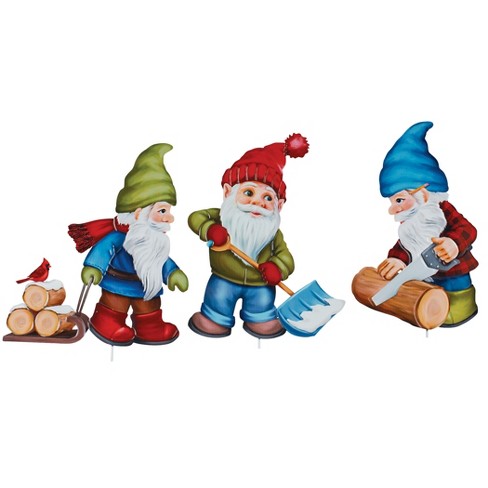 Collections Etc Winter Gnomes Garden Stakes - Set Of 3 : Target