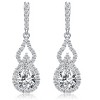 Guili Sterling Silver Rhodium Plated Clear Pear and Round Cubic Zirconia Halo with Open Pear Drop Earrings, a True Classic of Sheer Elegance - 3 of 3