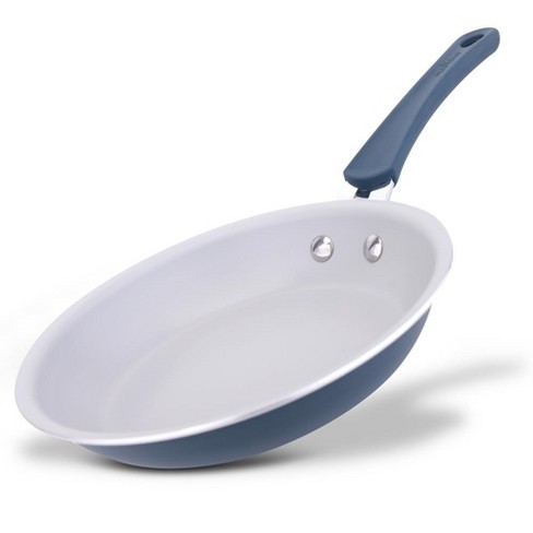 NutriChef 12 Large Fry Pan - Large Skillet Nonstick Frying Pan with  Silicone Handle, Ceramic Coating, Blue Silicone Handle