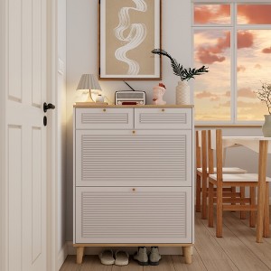 Tiramisubest 32 Inch Shoe Storage Cabinet Flip Drawer Shoe Cabinet Hidden Storage Narrow Entryway Organizer Space-Saving Shoe Rack - 1 of 4