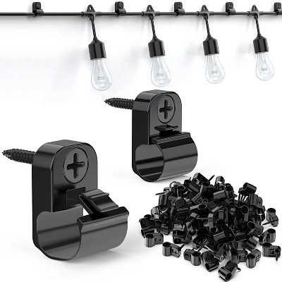 LunaLulinlk Outdoor String Lights Hangers, Christmas Light Clips, Lights Hanger Hooks for Hanging Christmas Light 38 Pack, Black