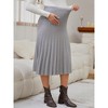 INSPIRE CHIC Women's Maternity Sweater Skirt A Line Over the Belly Knit Midi Pregnancy Pleated Skirts - 3 of 4