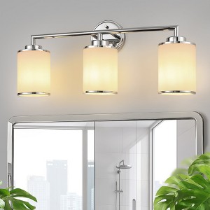 YANSUN 3-Light Vanity Light, Chrome Finish, E26 Sockets, Non-Integrated Light Source - 1 of 4