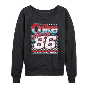 Women's - Coca-Cola - Coke American Racing Lightweight French Terry Wide Neck Long Sleeve Shirt - 1 of 4