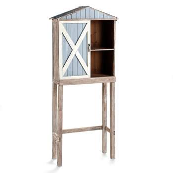 The Lakeside Collection Rustic Barn Door Over the Toilet Storage Cabinet for the Bathroom