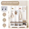Sapphtopaz 59" Farmhouse 3-in-1 Hall Tree with 8 Hooks,Modern Entryway Bench with Open Compartments&Shoe Rack,Shoe Cabinet for Entryway,Hallway - 3 of 4