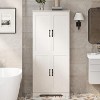 Tall Pantry, 60" Kitchen Pantry Storage Cabinet with 2 Doors and Adjustable Shelves, Freestanding Kitchen Cabinet for Dining Room, Bathroom - 4 of 4