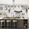 Modern 6-Light Kitchen Island Pendant Light, Industrial Linear Chandelier with Clear Glass Shades, Black Finish - 4 of 4