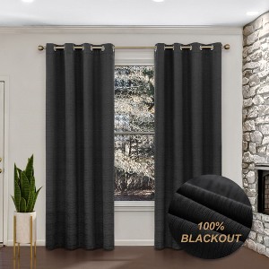 Awesome Home  100% Blackout Cotton Blend Thermal Grommet Curtains, 2 Panels - 1 of 4