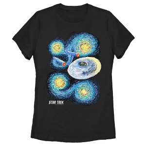 Women's Star Trek Starry Night USS Enterprise T-Shirt - 1 of 4