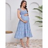 Clearlove Women Maternity Floral Dress Summer Sleeveless Ruffle Square Neck Dress - 2 of 4