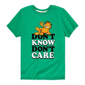 Boys' - Garfield - Don’t Know Don’t Care Short Sleeve Graphic T-Shirt - 1 of 4