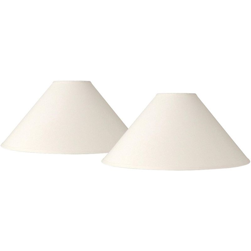 Springcrest Set of 2 Chimney Lamp Shades Ivory Large 6" Top x 23" Bottom x 13.5" Slant Spider Replacement Harp and Finial Fitting, 1 of 5