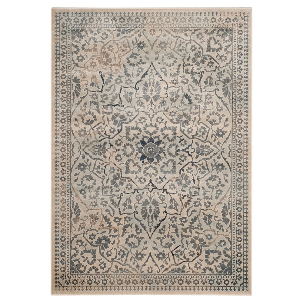 Cream/Light Blue Solid Loomed Accent Rug - (4'x5'7in) - Safavieh