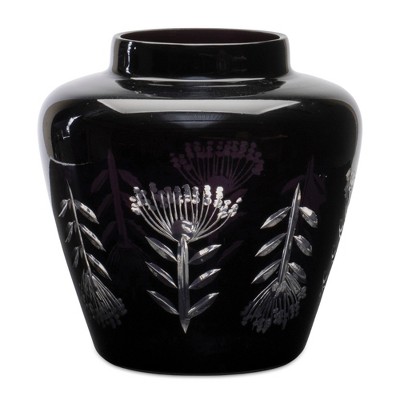 Melrose Etched Soda Lime Glass Vase 6.5"D