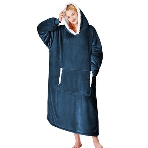Inhand Gray Fuzzy Wearable Hoodie Blanket - Oversized Cozy Polyester Sweatshirt for Women, One Size Fits All - The Perfect Warm Gift - 1 of 4