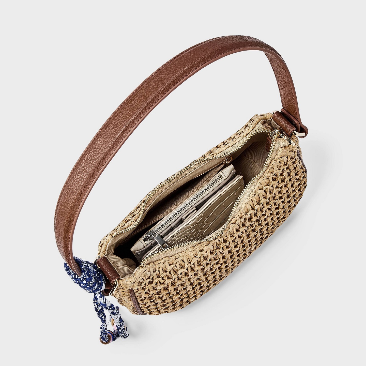 Сумка Universal Thread Straw Shoulder with Charms, цвет: Рыжевато-коричневый — фото 3