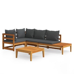 vidaXL Garden Lounge Set Dark grey, Natural wood - 1 of 4