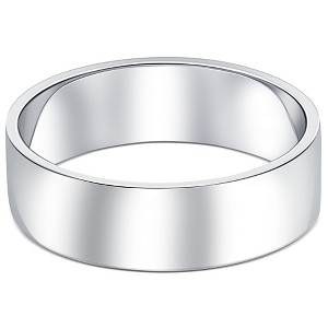 Pompeii3 10k White Gold 6mm Flat Comfort Fit High Polished Wedding Band Mens Ring - 1 of 4