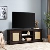 Wooakway Farmhouse Rattan TV Stand Console Table for TVs up to 70 Inches, TV Console Table with 2 Storage Shelves - 2 of 4