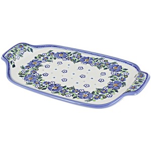 Blue Rose Polish Pottery P14 Galia Rectangular Tray with Handles - 1 of 1