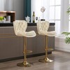 Velvet Bar Stools Set of 2 with Adjustable Height, 360¡ã Swivel, Chrome Footrest, and Metal Legs for Kitchen, Dining, or Bar - 2 of 4
