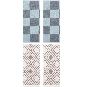 REGALWOVEN 4 Pcs Bathroom Checkered Cotton Face Decorative Hand Towel Set - 1 of 4