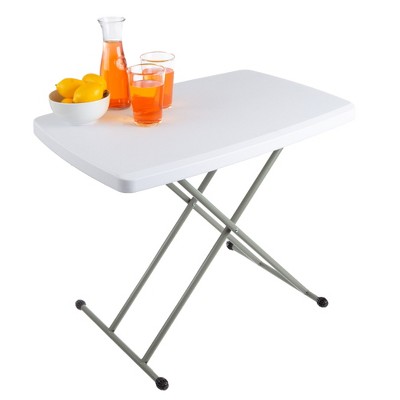 White Adjustable Folding Utility Table with Steel Frame