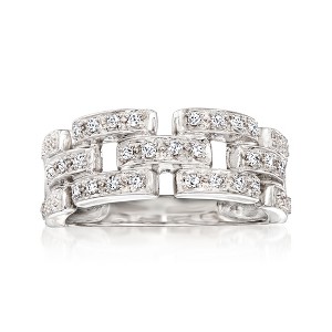 Ross-Simons 0.20 ct. t.w. Diamond Panther-Link Ring in Sterling Silver - 1 of 4