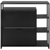 eHemco 2-Door Shoe Cabinet with 4 Shelves, Modern Storage Organizer, Black Metal Frame, 2 Flip Drawers - 3 of 4